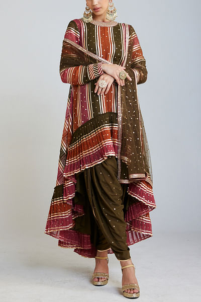 Multicolour gota and sequin detail kurta set