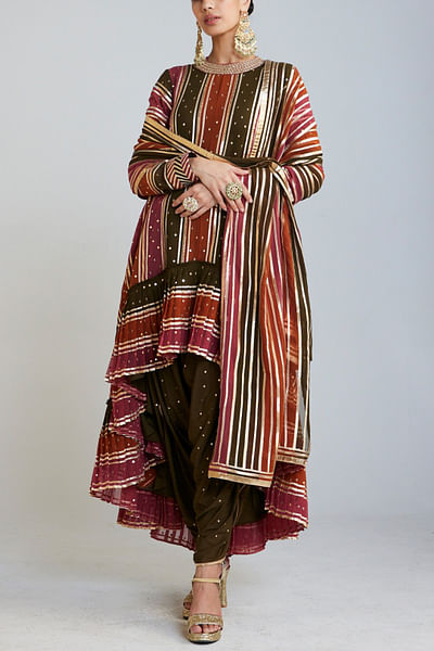 Multicolour gota and sequin detailed kurta set
