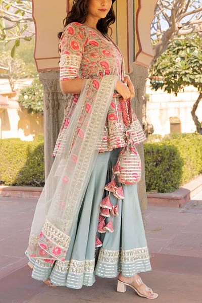 Multicolour gota embellished sharara set