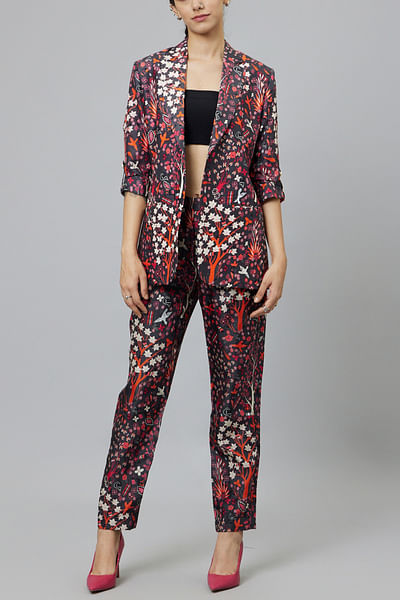 Multicolour jungle print blazer set