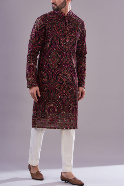 Kasbah Multicolour kashmiri embroidered kurta KABAPR23D107