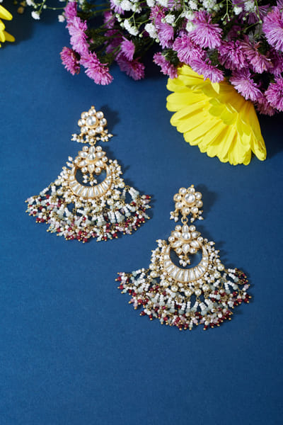 Preeti Mohan Multicolour kundan chandbalis PRMAUG23ND10