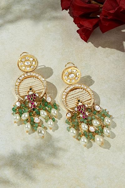 Multicolour kundan polki embellished danglers