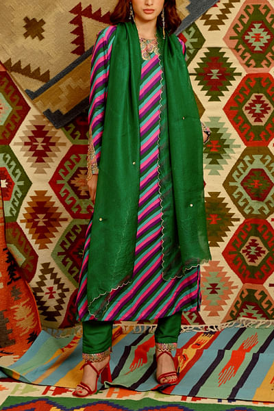 Multicolour leheriya kurta set