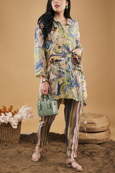 Multicolour marble mosaic print co-ords