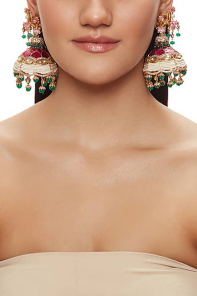 Ra Abta / Rahul Multicolour meenakari and pearl jhumkas RBTOCT23D1021
