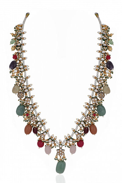 Multicolour meenakari jadtar necklace