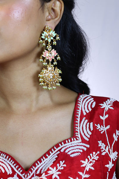 Multicolour meenakari kundan dangler earrings