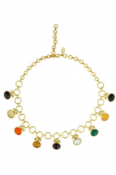 Multicolour navratna chain necklace