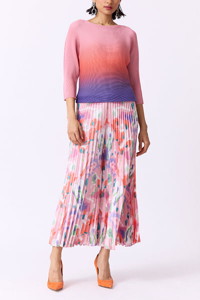 Multicolour ombre pleated top and pants