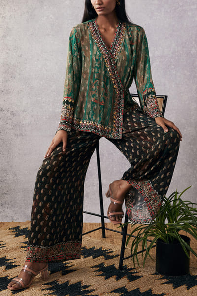 Soup by Sougat Paul Multicolour printed angrakha top set SSPJAN2303