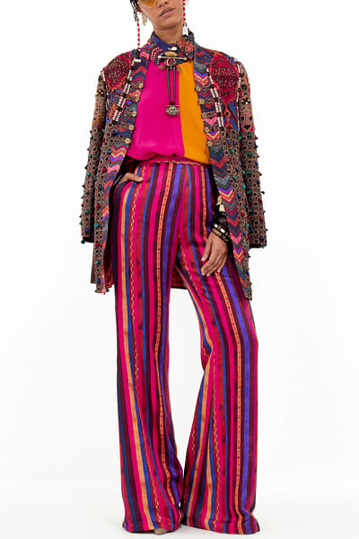 Multicolour resham embroidered jacket