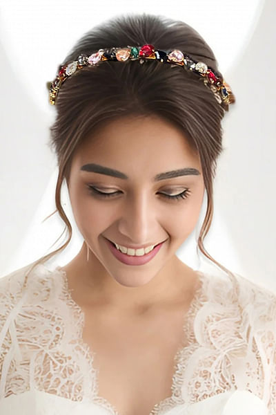 Multicolour rhinestone hairband