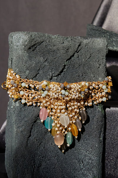 Multicolour semi-precious stone bracelet