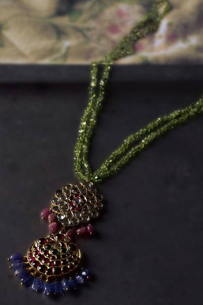 Multicolour stone pendant necklace