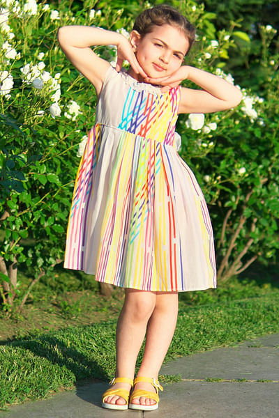 Multicolour stripe print dress