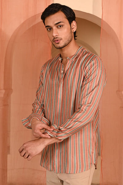 Multicolour stripe printed shirt