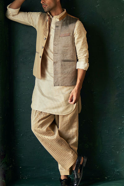 Multicolour striped Nehru jacket