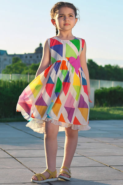 Multicolour triangle print dress
