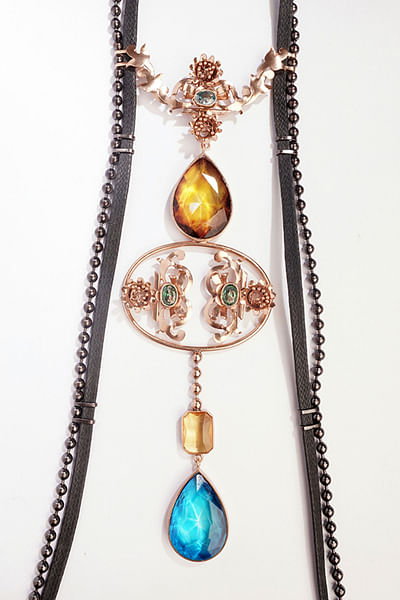 Multicolour Victorian crystal necklace