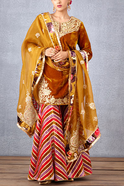 Multicolour zari embroidered sharara set