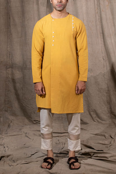 Mustard asymmetric kurta