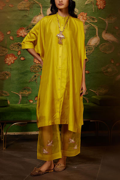 Mustard embroidered tunic and pants