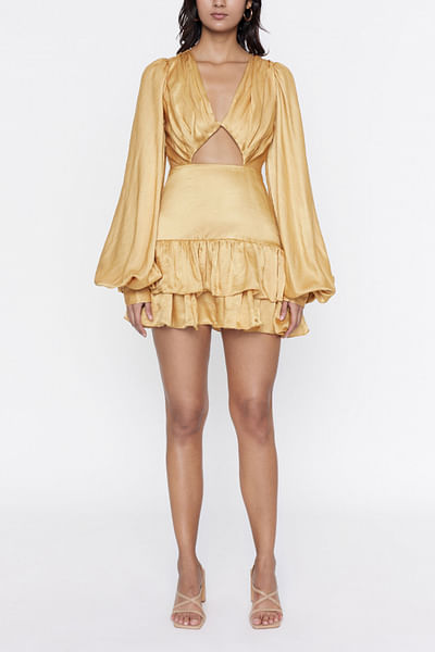 Mustard ruffled dress