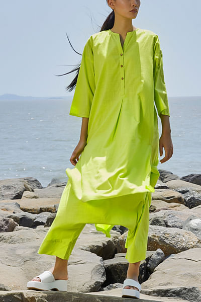 Neon cotton tunic and pants