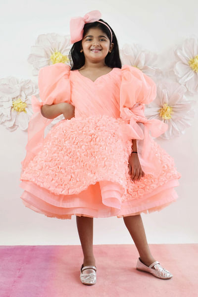Neon peach floral frock