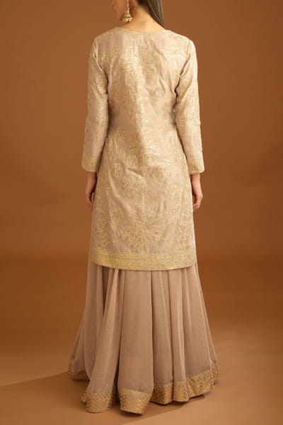 Shyam Narayan Prasad Neutral gota embellished sharara set SNPMAR2312