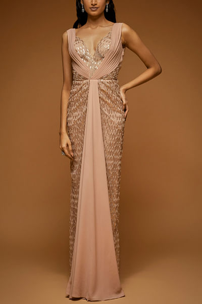 Nude embellished gown