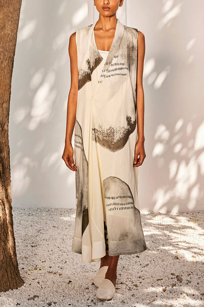 Off-white brushstroke print dress