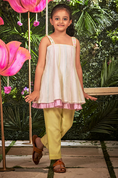 Off-white chanderi tunic set