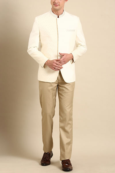Off-white embellished bandhgala