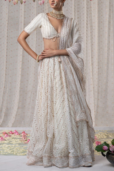 Off-white embroidered lehenga set