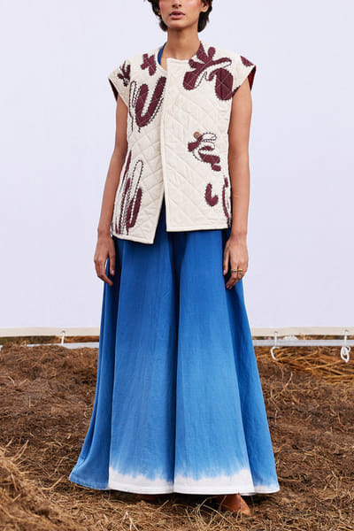 Off-white lino print quilted vest jacket