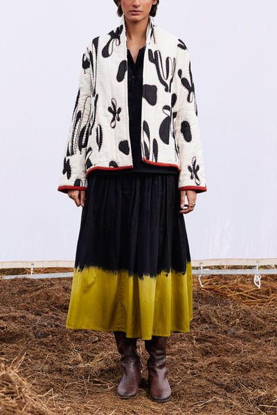 Off-white lino printed quilted kimono jacket