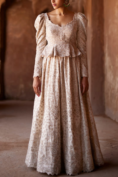 Mrunalini Rao Off-white pearl embroidery lehenga set MRRHASTA2306