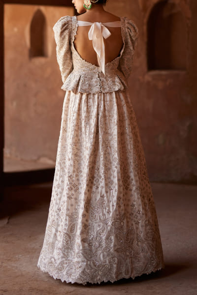 Mrunalini Rao Off-white pearl embroidery lehenga set MRRHASTA2306