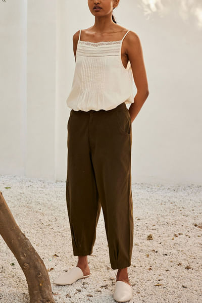 Off-white pintuck camisole top