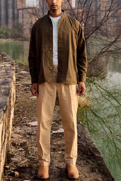 Olive green twill cotton jacket