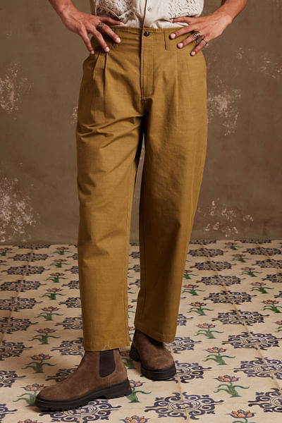 Olive pleated pants