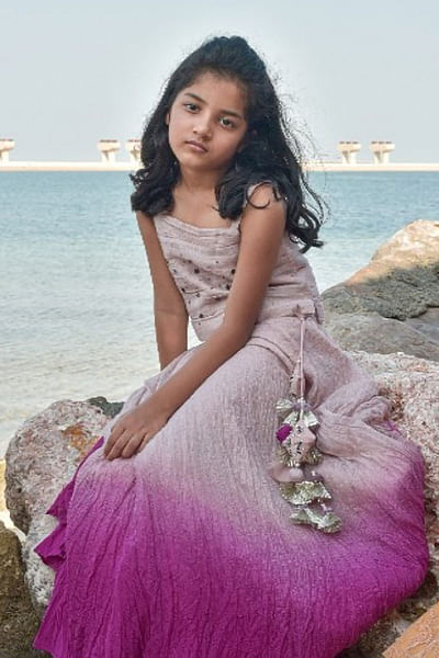 Ombre embroidered lehenga set