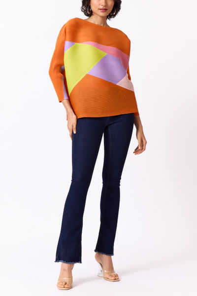 Orange colour block top