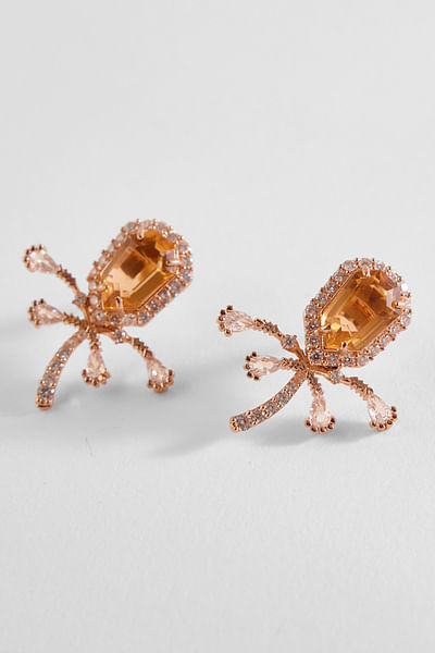 Orange cubic zirconia and crystal earrings