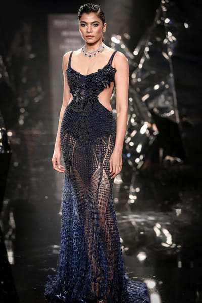 Rohit Gandhi + Rahul Khanna Pacific blue corset gown RGRJAN243114