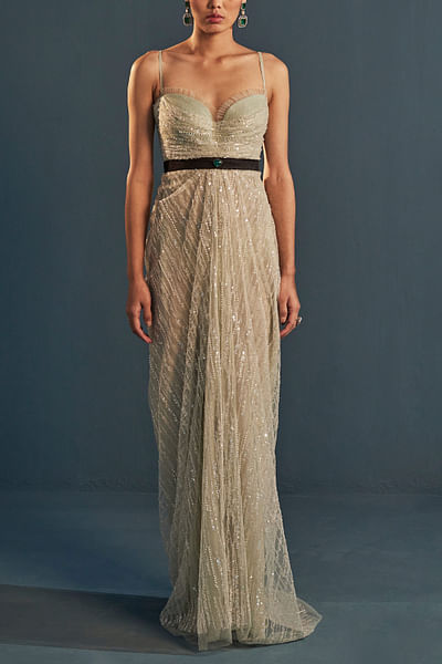 Pastel green embellished gown