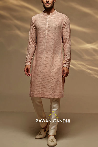 Peach embellished kurta