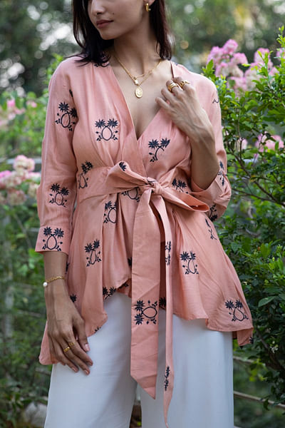 Peach embroidered top
